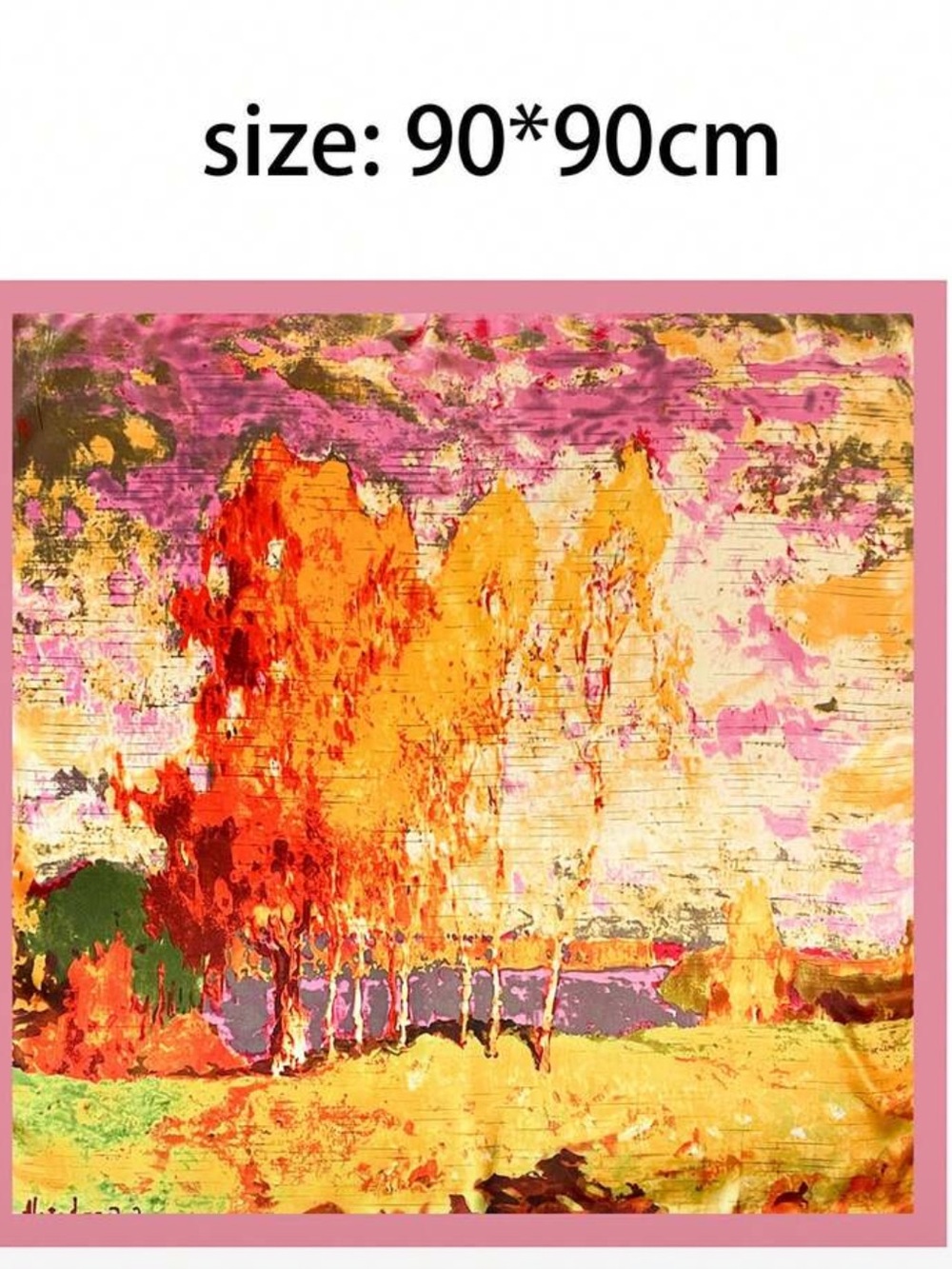Silk-Feel Pink & Yellow Floral Square Scarf - Women Accessories - Picture 3 of 5
